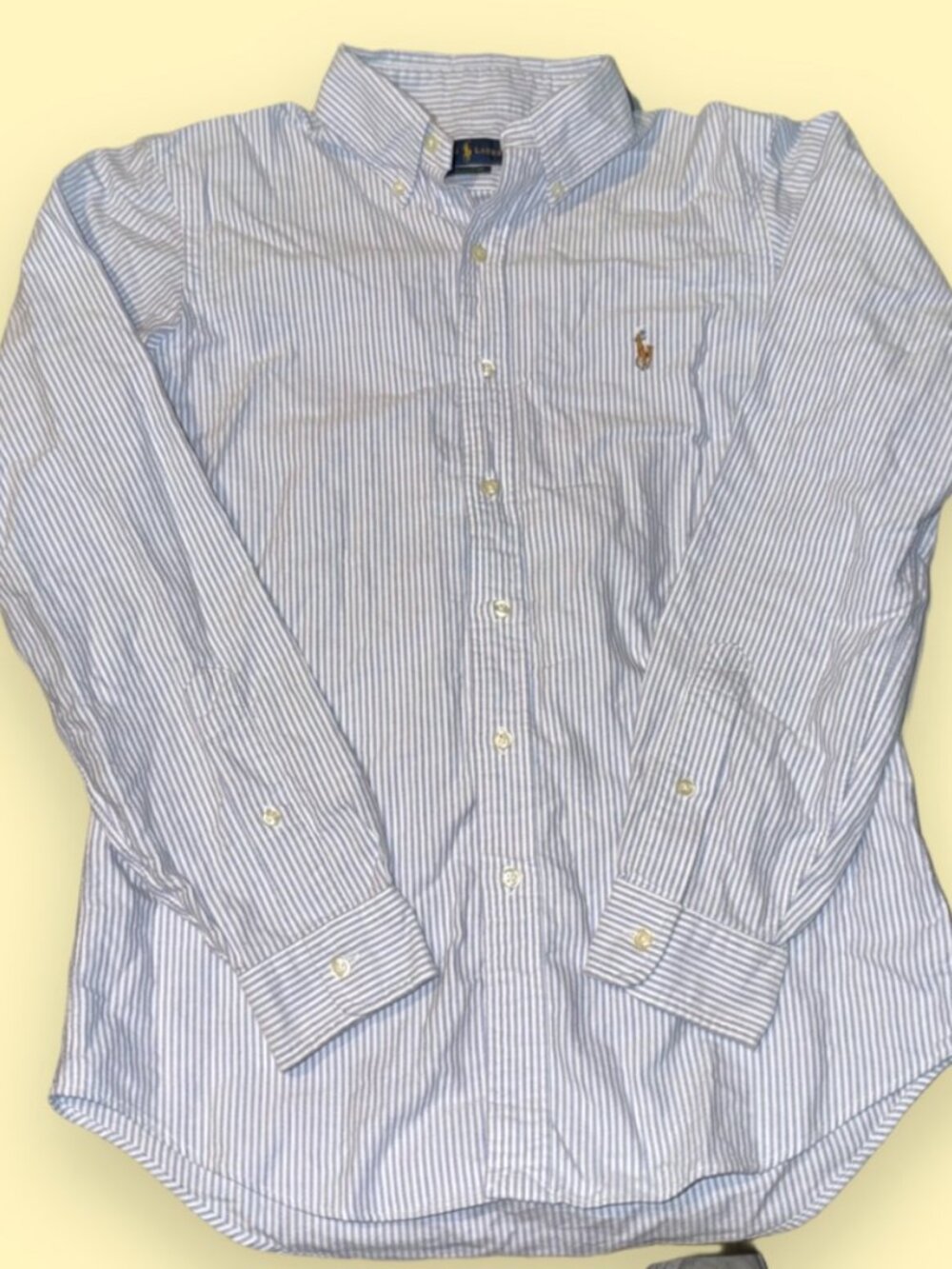 Ralph Lauren Classic Fit Blue/White Striped Long Sleeve Button-Down Shirt S